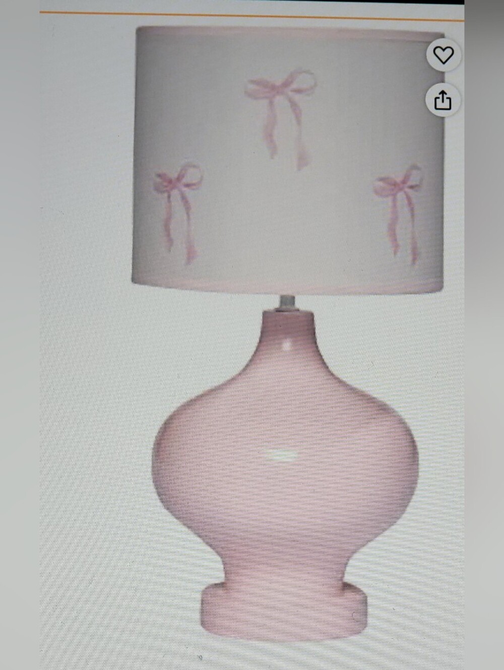 ♥️NWT♥️ Lambs & Ivy Pink Resin Nursery Lamp with Bow-Embellished Shade